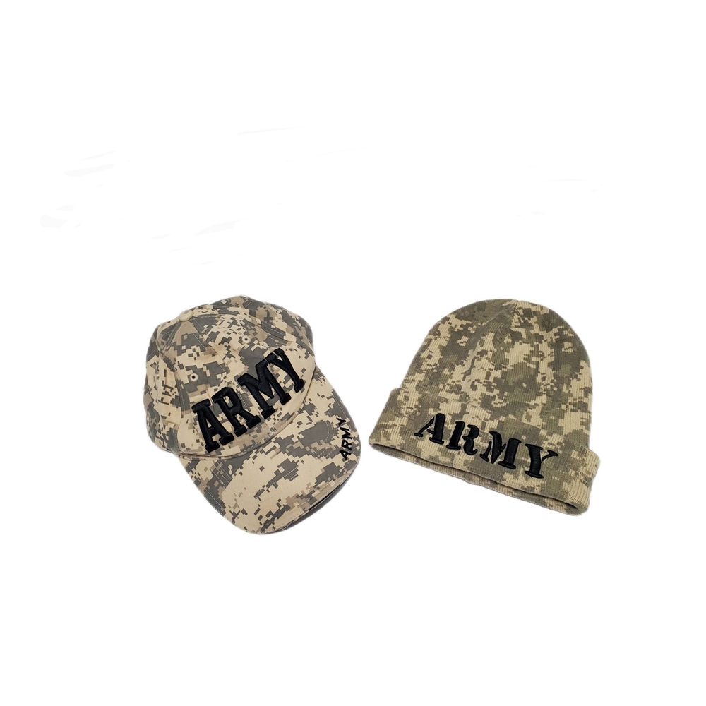 Army Camo Hat and Beanie Set